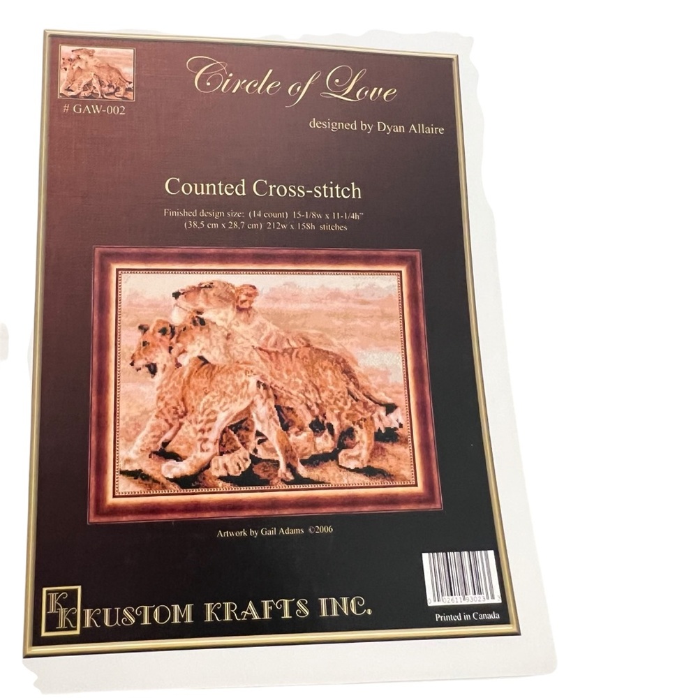 KUSTOM KRAFTS Cross Stitch Pattern CIRCLE OF LOVE Lioness‎ and Cub 2006